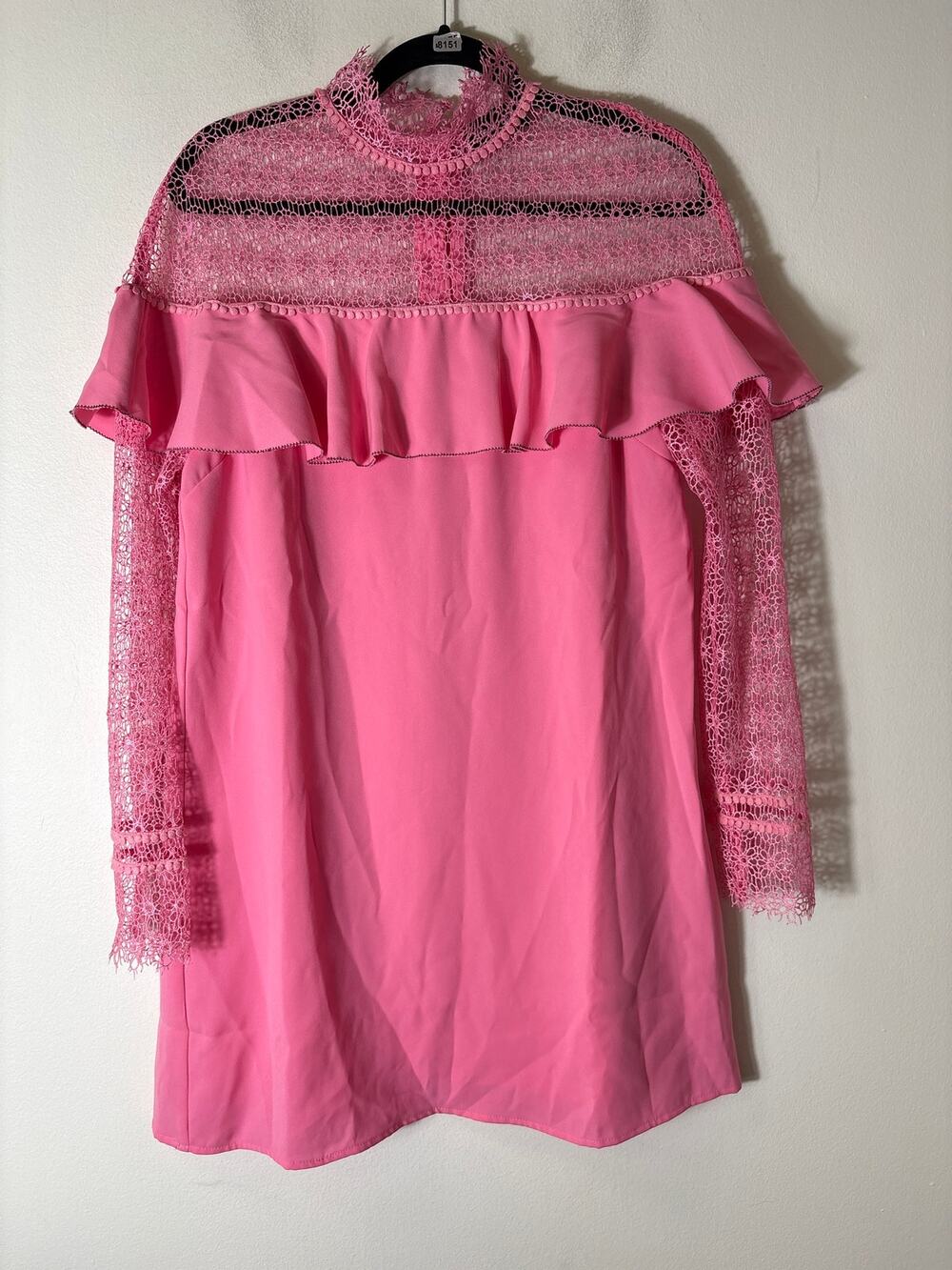Sugar Lips Bubble Gum Pink Long Sleeve Mesh Knee Length Dress Sz S